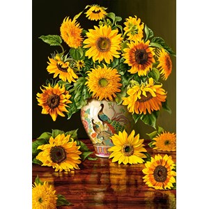 Castorland (C-103843) - "Sunflowers in a Peacock Vase" - 1000 pièces