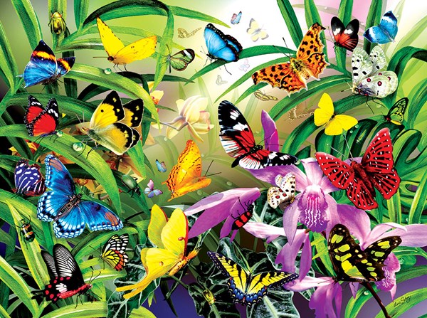 SunsOut (34867) - Lori Schory: "Tropical Butterflies" - 1000 pièces