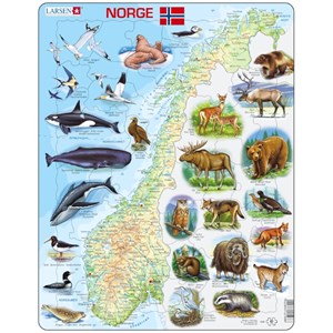 Larsen (K68-NO) - "Carte de la Norvège avec ses Animaux - NO" - 62 pièces
