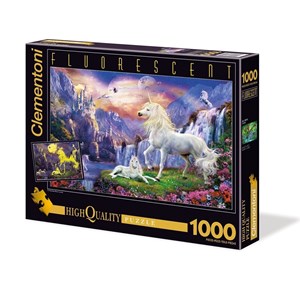 Clementoni (39285) - "Fluo Unicorn" - 1000 pièces