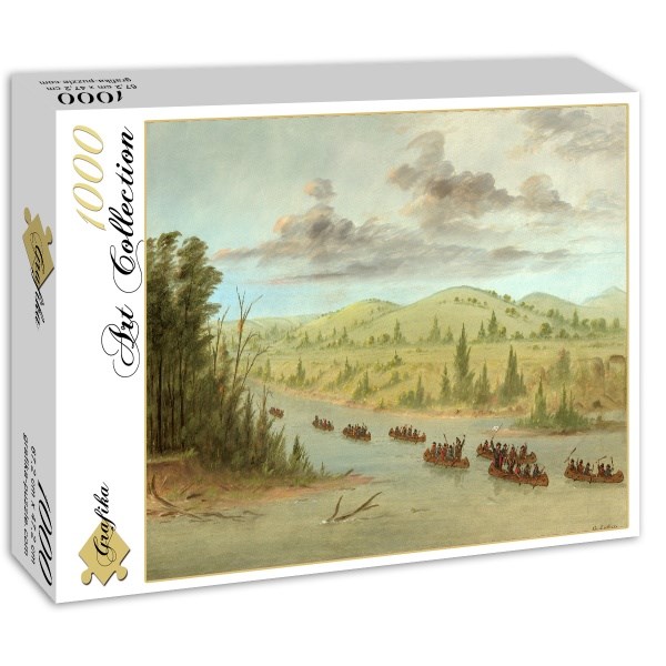 Grafika (02236) - George Catlin: "Expédition de La Salle En entrant dans le Mississippi à Canoës le 6 février 1682" - 1000 pièces