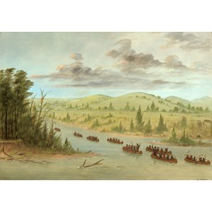 Grafika (02236) - George Catlin: "Expédition de La Salle En entrant dans le Mississippi à Canoës le 6 février 1682" - 1000 pièces