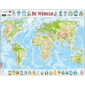 Larsen (K4-NL) - "The World Physical Map - NL" - 80 pièces