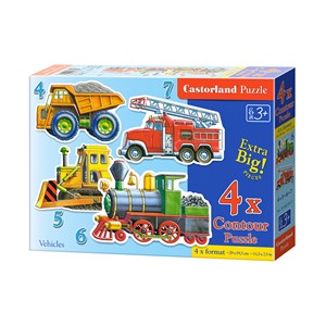 Castorland (B-04256) - "Véhicules chantier, pompier et locomotive" - 4 5 6 7 pièces