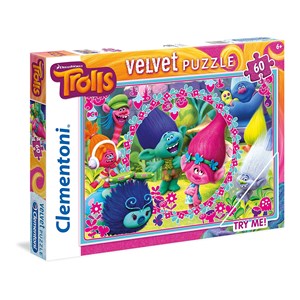 Clementoni (20138) - "Trolls, Velvet Puzzle" - 60 pièces