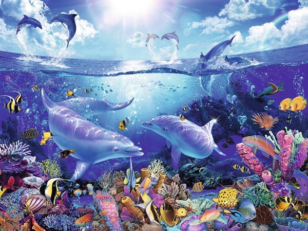 Ravensburger (16331) - Christian Riese Lassen: "Day of the Dolphins" - 1500 pièces