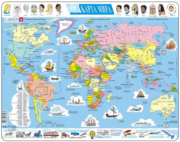 Larsen (K1-RU) - "Carte du Monde (en Russe)" - 107 pièces