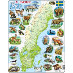 Larsen (K6) - "Carte de la Suède et ses Animaux (en Suédois)" - 71 pièces