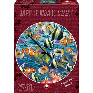 Art Puzzle (4292) - "Puzzle Horloge - Poissons Tropicaux" - 570 pièces