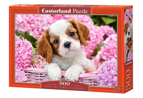 Castorland (B-52233) - "Pup in Pink Flowers" - 500 pièces