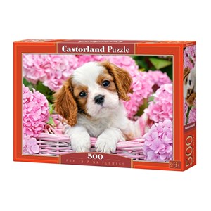 Castorland (B-52233) - "Pup in Pink Flowers" - 500 pièces