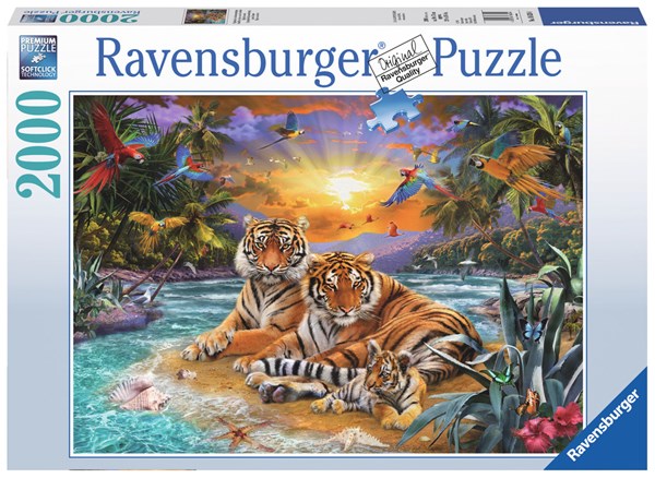 Ravensburger (16624) - "Tiger Family at Sunset" - 2000 pièces