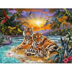 Ravensburger (16624) - "Tiger Family at Sunset" - 2000 pièces