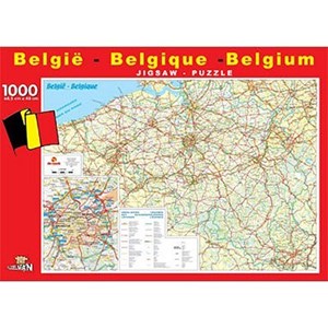 PuzzelMan (06107) - "Carte routière de la Belgique" - 1000 pièces