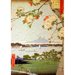 Puzzle Michele Wilson (A974-350) - Utagawa (Ando) Hiroshige: "Pommiers en fleurs" - 350 pièces