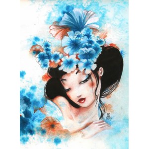 Grafika Kids (00737) - Misstigri: "Blue Flowers" - 300 pièces