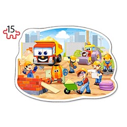 Castorland (B-020065) - "Véhicules et Chantier de Construction" - 9 15 pièces