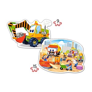 Castorland (B-020065) - "Véhicules et Chantier de Construction" - 9 15 pièces