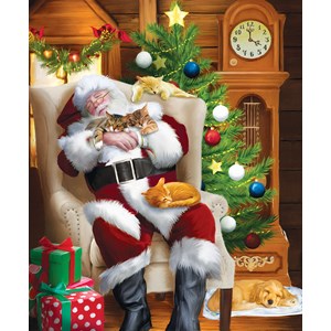 SunsOut (28698) - Tom Wood: "Santa and His Cats" - 1000 pièces