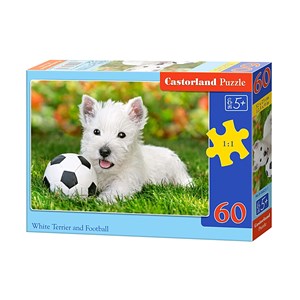 Castorland (B-06823) - "White Terrier and Football" - 60 pièces