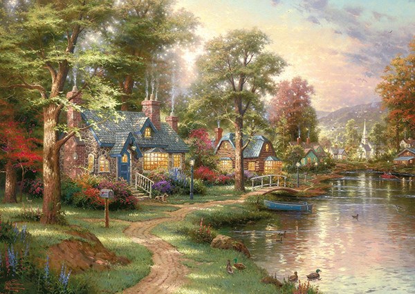 Schmidt Spiele (57452) - Thomas Kinkade: "Au Bord du Lac" - 1500 pièces