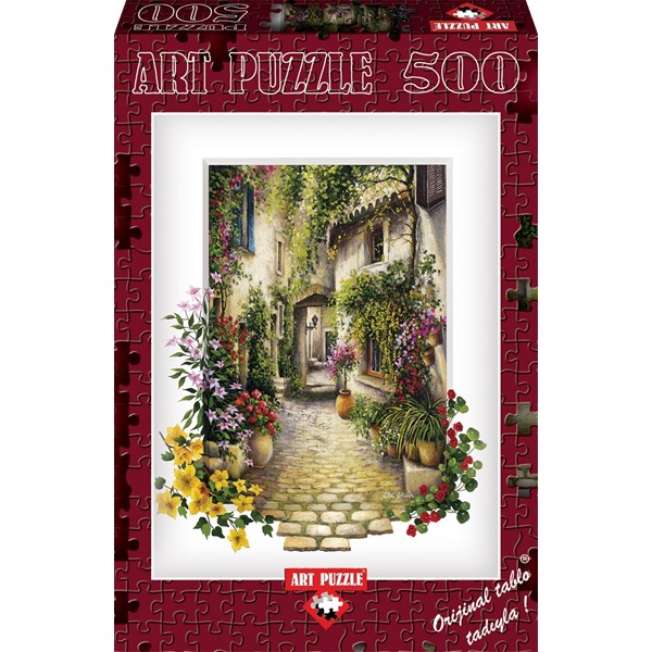 Art Puzzle (4189) - "Jolie Ruelle d'un Petit Village Fleuri" - 500 pièces