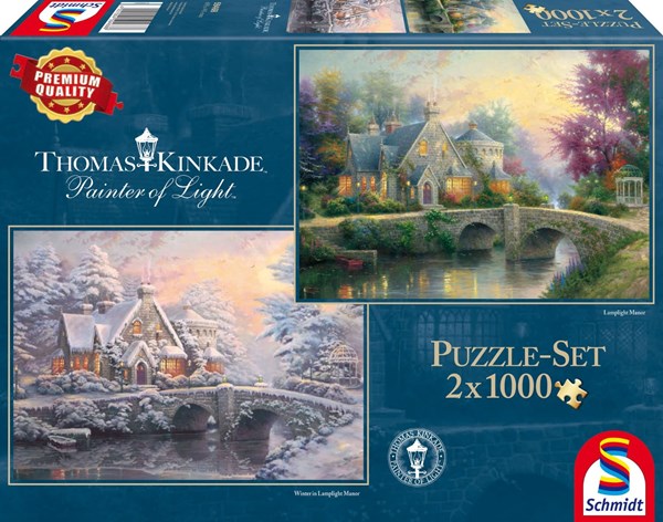 Schmidt Spiele (59468) - Thomas Kinkade: "Cottage en Hiver et en Eté" - 1000 pièces