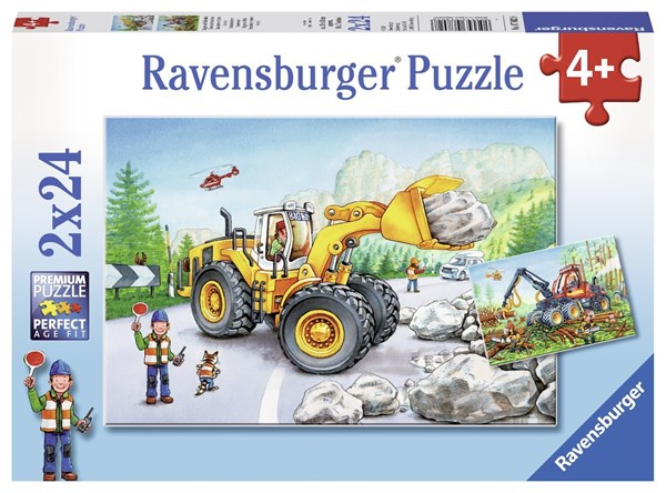 Ravensburger (07802) - "Tractopelle et Tracteur Forestier" - 24 pièces