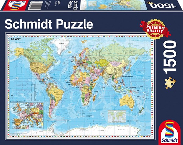 Schmidt Spiele (58289) - "Carte du Monde en Allemand" - 1500 pièces