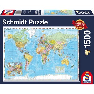 Schmidt Spiele (58289) - "Carte du Monde en Allemand" - 1500 pièces