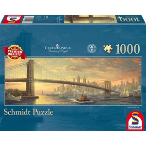 Schmidt Spiele (59476) - Thomas Kinkade: "Brooklyn Bridge, New York, The Spirit of New York" - 1000 pièces