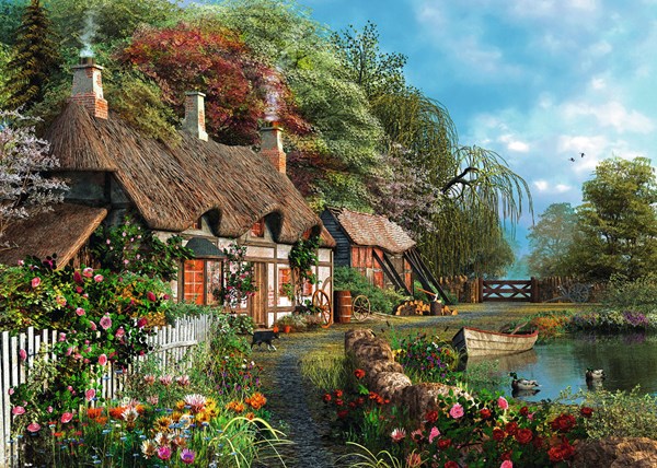 Ravensburger (13580) - Dominic Davison: "Cottage on a Lake" - 300 pièces
