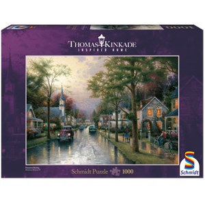 Schmidt Spiele (58441) - Thomas Kinkade: "Le réveil du village" - 1000 pièces
