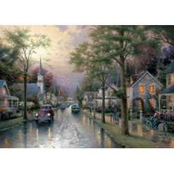 Schmidt Spiele (58441) - Thomas Kinkade: "Le réveil du village" - 1000 pièces