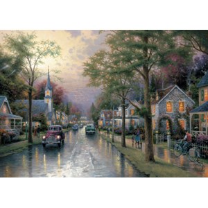 Schmidt Spiele (58441) - Thomas Kinkade: "Le réveil du village" - 1000 pièces