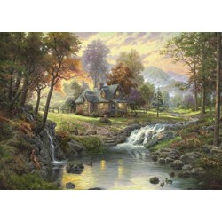Schmidt Spiele (58445) - Thomas Kinkade: "Chalet sur le ruisseau" - 1000 pièces