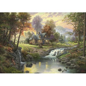 Schmidt Spiele (58445) - Thomas Kinkade: "Chalet sur le ruisseau" - 1000 pièces
