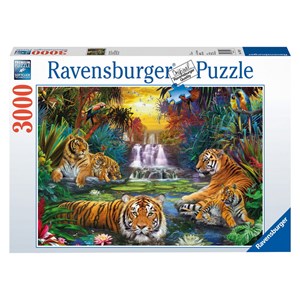Ravensburger (170579) - "Tigers at the Waterhole" - 3000 pièces