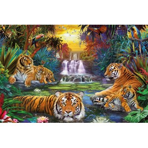 Ravensburger (170579) - "Tigers at the Waterhole" - 3000 pièces