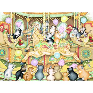 Ravensburger (14696) - Linda Jane Smith: "Crazy Cats on Carousel" - 500 pièces