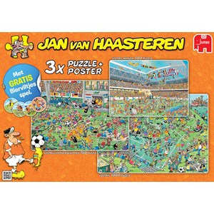 Jumbo (19004) - Jan van Haasteren: "Football 3 in 1" - 500 750 1000 pièces