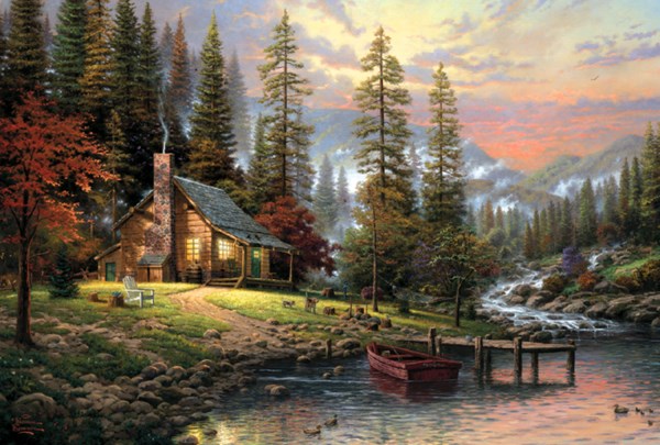 Schmidt Spiele (58455) - Thomas Kinkade: "Maison de montagne" - 500 pièces
