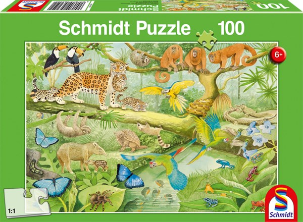 Schmidt Spiele (56250) - "Animaux dans la forêt tropicale" - 100 pièces