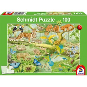 Schmidt Spiele (56250) - "Animaux dans la forêt tropicale" - 100 pièces