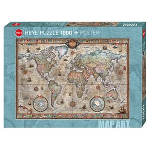 Heye (29871) - Rajko Zigic: "Retro World Map" - 1000 pièces