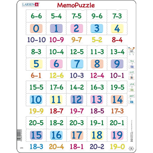 Larsen (GP8) - "MemoPuzzle, Subtraction with numbers from 0 - 20" - 40 pièces