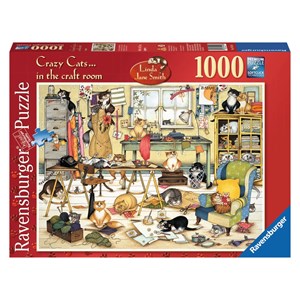 Ravensburger (19245) - Linda Jane Smith: "Crazy Cats in the Craft Room" - 1000 pièces