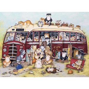 Ravensburger (14750) - Linda Jane Smith: "Crazy Cats Vintage Bus" - 500 pièces