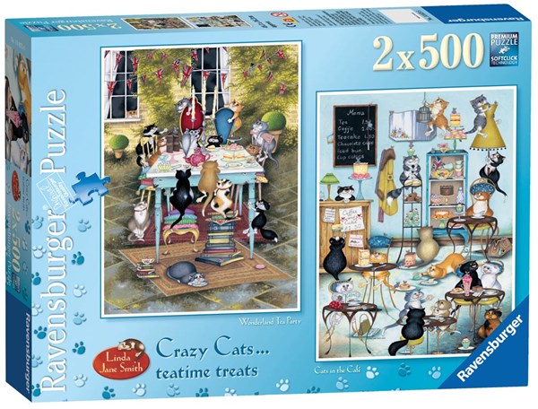 Ravensburger (14075) - Linda Jane Smith: "Crazy Cats Tea Time Treats" - 500 pièces