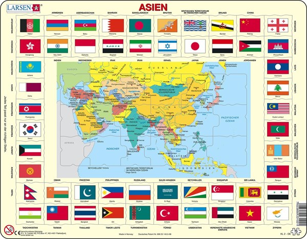 Larsen (KL2-DE) - "Map/Flag, Asia" - 70 pièces